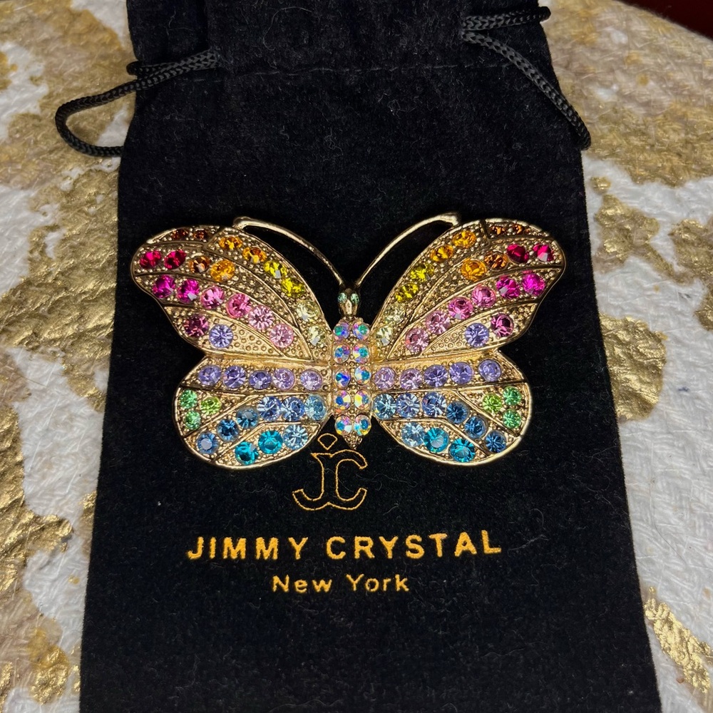 Jimmy Crystal New York Crystal Butterfly Brooch